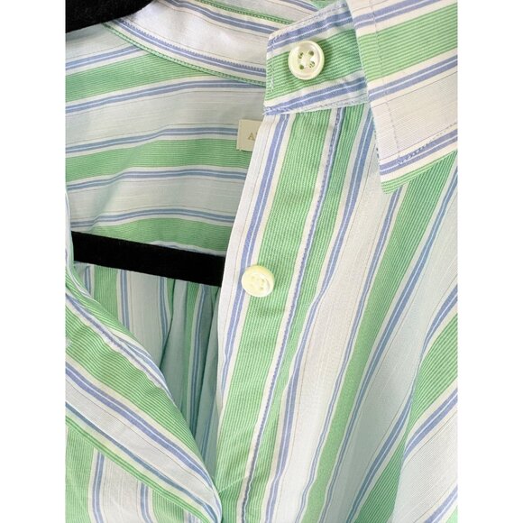 Ann Mashburn Sz XL Geraldine Popover Shirt Green Blue Stripe Poplin - Picture 8 of 16